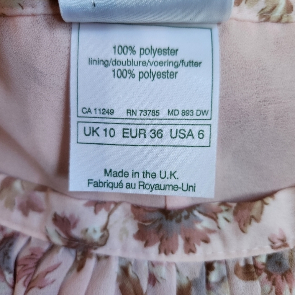 Laura Ashley accordion pleat pleated skirt blush pink floral print plisse size 6 - Picture 8 of 10